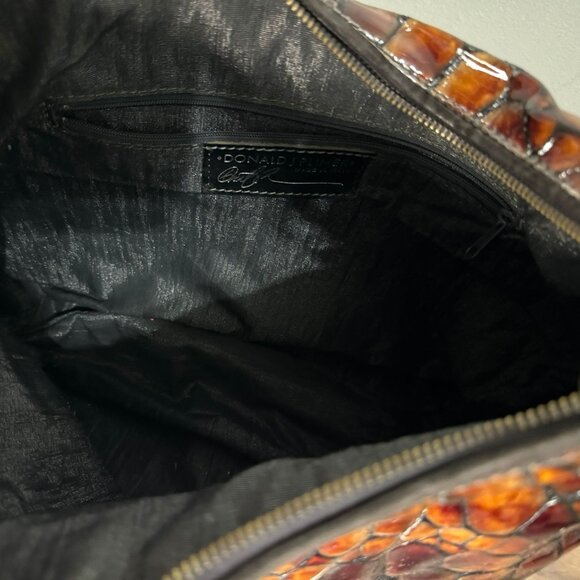 Donald J. Pliner Tortoiseshell Patent Leather Hobo Bag Brown Excellent Condition - Picture 5 of 5